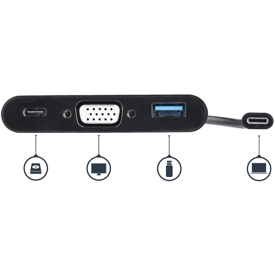 StarTech.com USB-C VGA Multiport Adapter - USB-A Port - with Power Delivery (USB PD) - USB C Adapter Converter - USB C Dongle CDP2VGAUACP