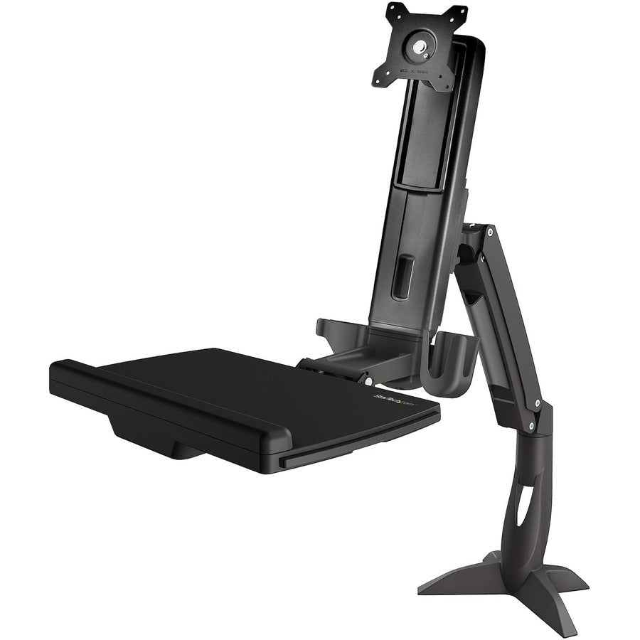 StarTech.com Sit Stand Monitor Arm - Desk Mount Sit-Stand Workstation up to 34 inch VESA Display - Standing Desk Converter - Keyboard Tray ARMSTSCP1