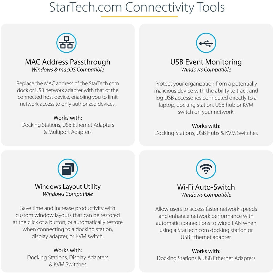 StarTech.com Station d'accueil USB C - Station d'accueil HDMI USB-C double moniteur 4K - Passthrough d'alimentation 100 W, GbE, 2x USB-A - Adaptateur multiport DK30C2HAGPD