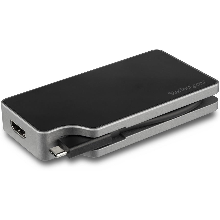 StarTech.com Adaptateur vidéo multiport USB C 4-en-1 - Alimentation 95 W - Gris sidéral - Aluminium - 4K60 Hz - Câble enveloppant - Adaptateur USB C (CDPVDHMDPDP) CDPVDHMDPDP