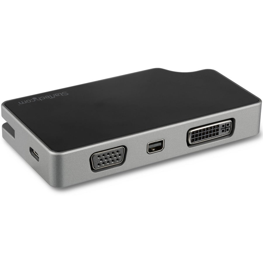 StarTech.com Adaptateur vidéo multiport USB C 4-en-1 - Alimentation 95 W - Gris sidéral - Aluminium - 4K60 Hz - Câble enveloppant - Adaptateur USB C (CDPVDHMDPDP) CDPVDHMDPDP