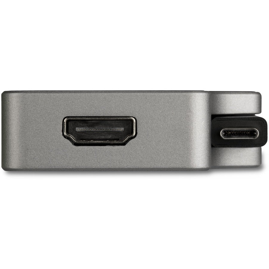 StarTech.com Adaptateur vidéo multiport USB C 4-en-1 - Alimentation 95 W - Gris sidéral - Aluminium - 4K60 Hz - Câble enveloppant - Adaptateur USB C (CDPVDHMDPDP) CDPVDHMDPDP