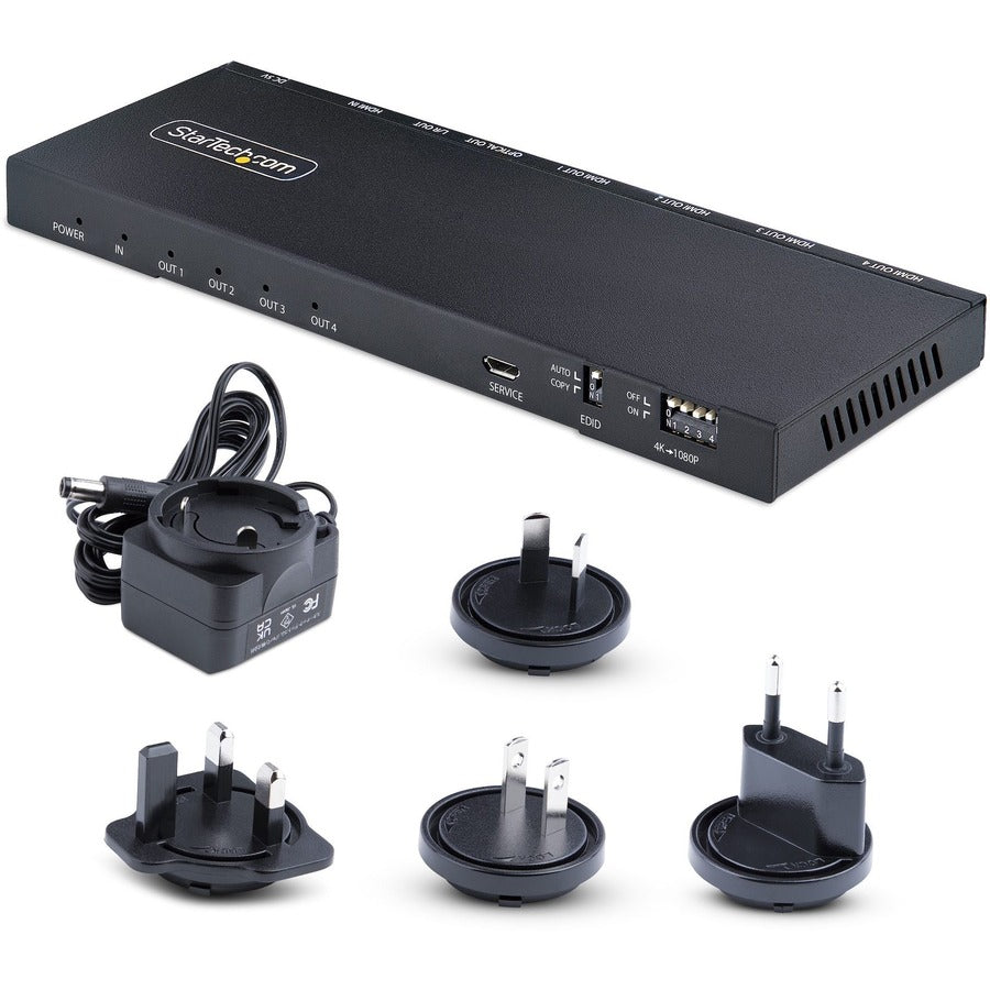 StarTech.com Répartiteur HDMI 4 ports, 4K 60 Hz HDMI 2.0, répartiteur HDMI 1 entrée 4 sorties, répartiteur HDMI 4K avec détartreur intégré, affichage/sortie HDMI 1x4 HDMI-SPLITTER-44K60S