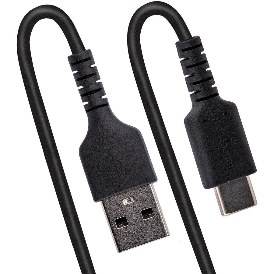 StarTech.com Câble de chargement USB A vers C de 1 m, enroulé USB 2.0 A vers Type-C robuste, câble USB-C de charge et de synchronisation rapides et durables, noir, M/M R2ACC-1M-USB-CABLE