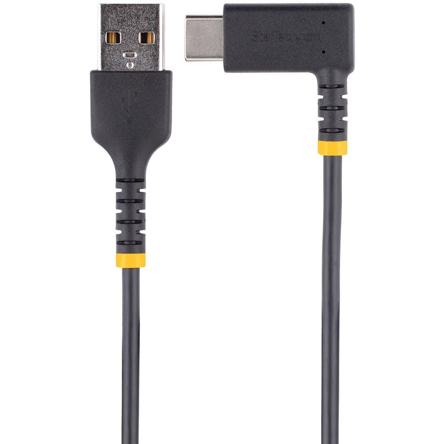 StarTech.com 3ft (1m) USB A to C Charging Cable Right Angle, Heavy Duty Fast Charge USB-C Cable, Durable and Rugged Aramid Fiber, 3A R2ACR-1M-USB-CABLE