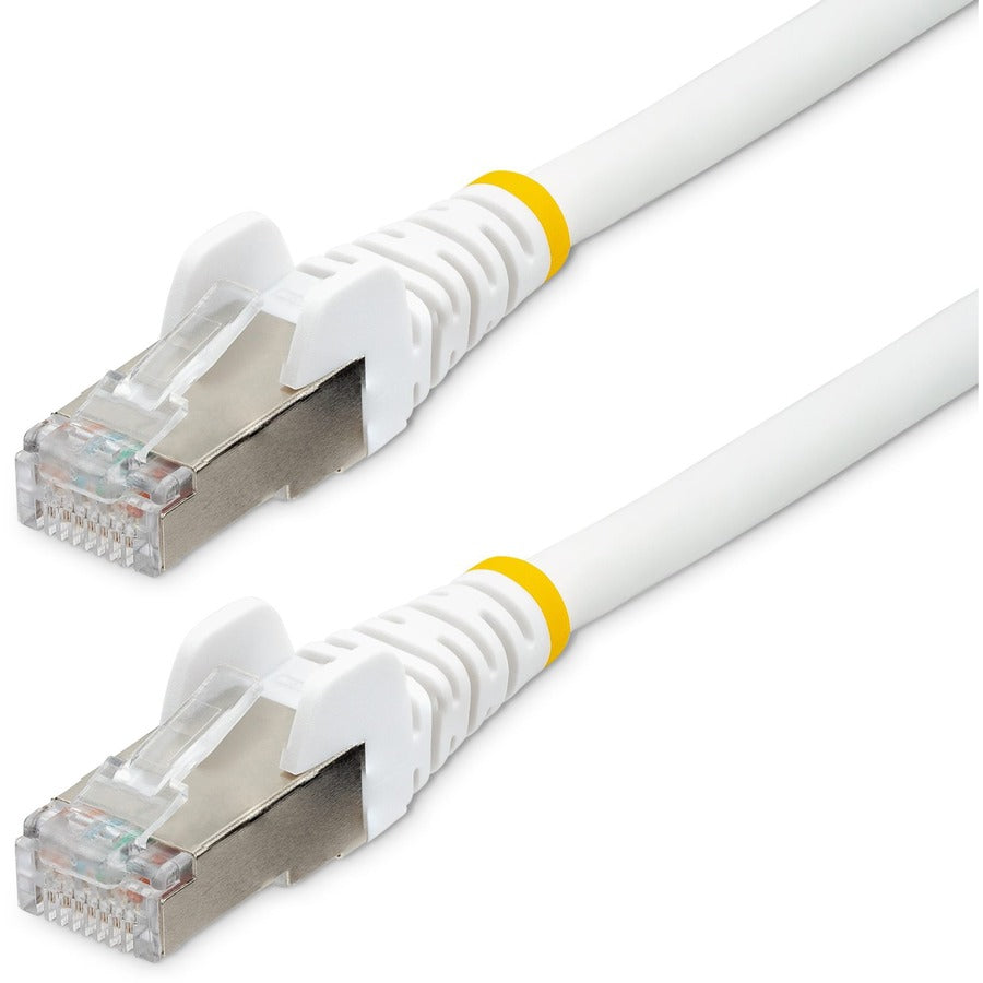 StarTech.com Câble Ethernet CAT6a de 2,7 m, blanc, faible fumée, sans halogène (LSZH) 10 GbE 100 W PoE S/FTP Cordon de brassage réseau RJ-45 sans accroc NLWH-9F-CAT6A-PATCH