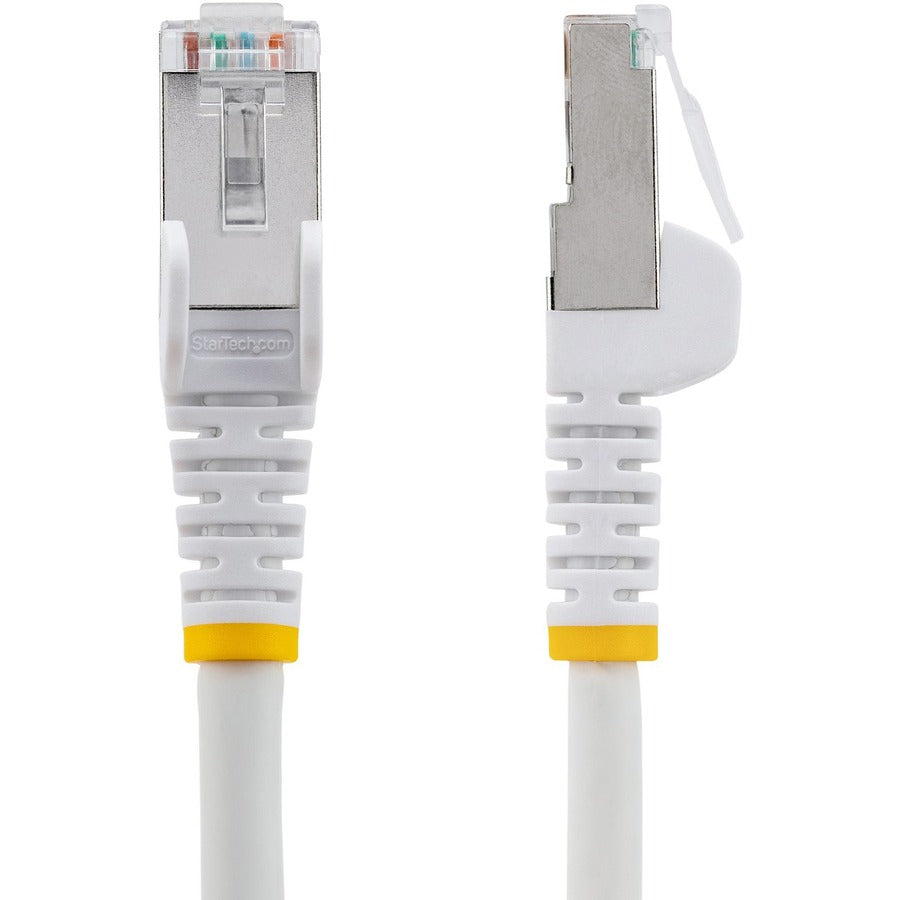 StarTech.com Câble Ethernet CAT6a de 2,7 m, blanc, faible fumée, sans halogène (LSZH) 10 GbE 100 W PoE S/FTP Cordon de brassage réseau RJ-45 sans accroc NLWH-9F-CAT6A-PATCH