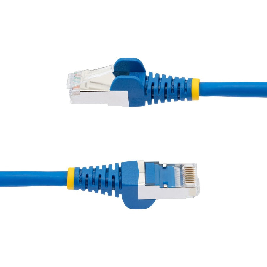 StarTech.com Câble Ethernet CAT6a de 7,6 m, bleu, faible fumée, sans halogène (LSZH) 10 GbE 100 W PoE S/FTP Cordon de brassage réseau RJ-45 sans accroc NLBL-25F-CAT6A-PATCH