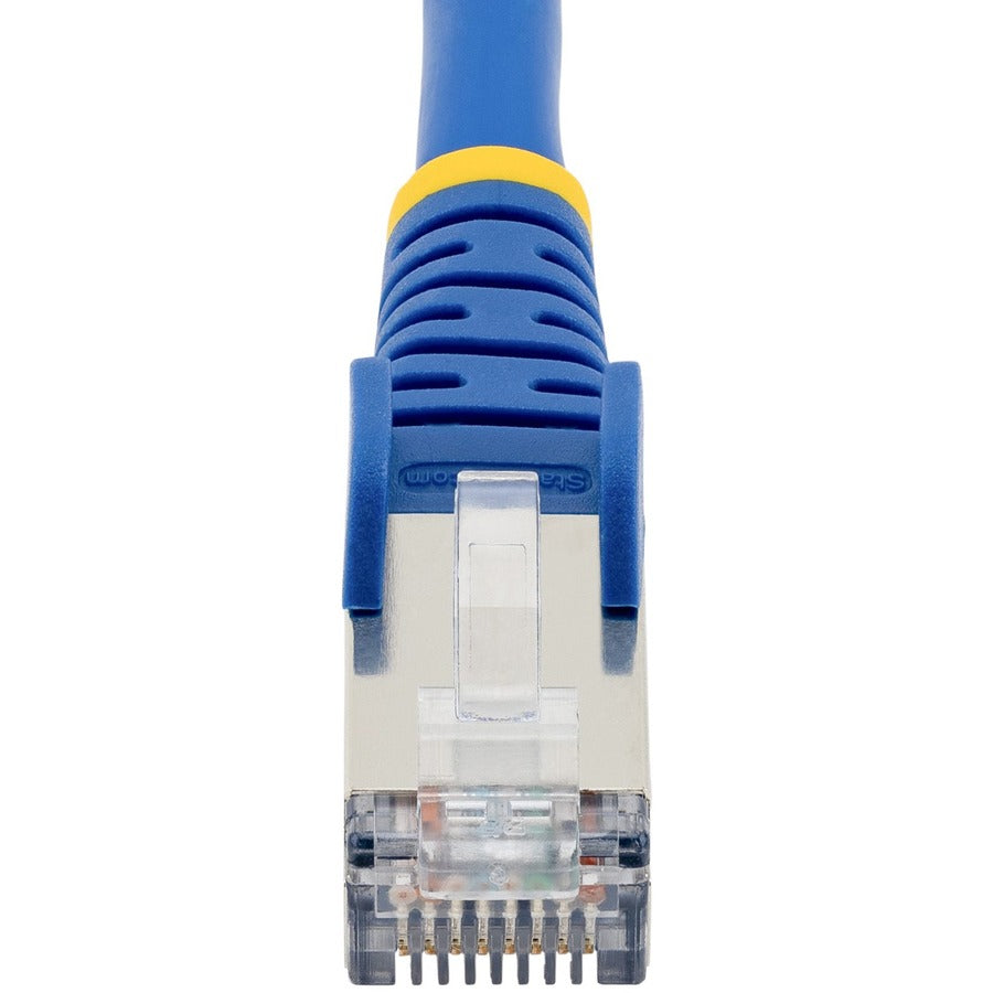 StarTech.com Câble Ethernet CAT6a de 7,6 m, bleu, faible fumée, sans halogène (LSZH) 10 GbE 100 W PoE S/FTP Cordon de brassage réseau RJ-45 sans accroc NLBL-25F-CAT6A-PATCH