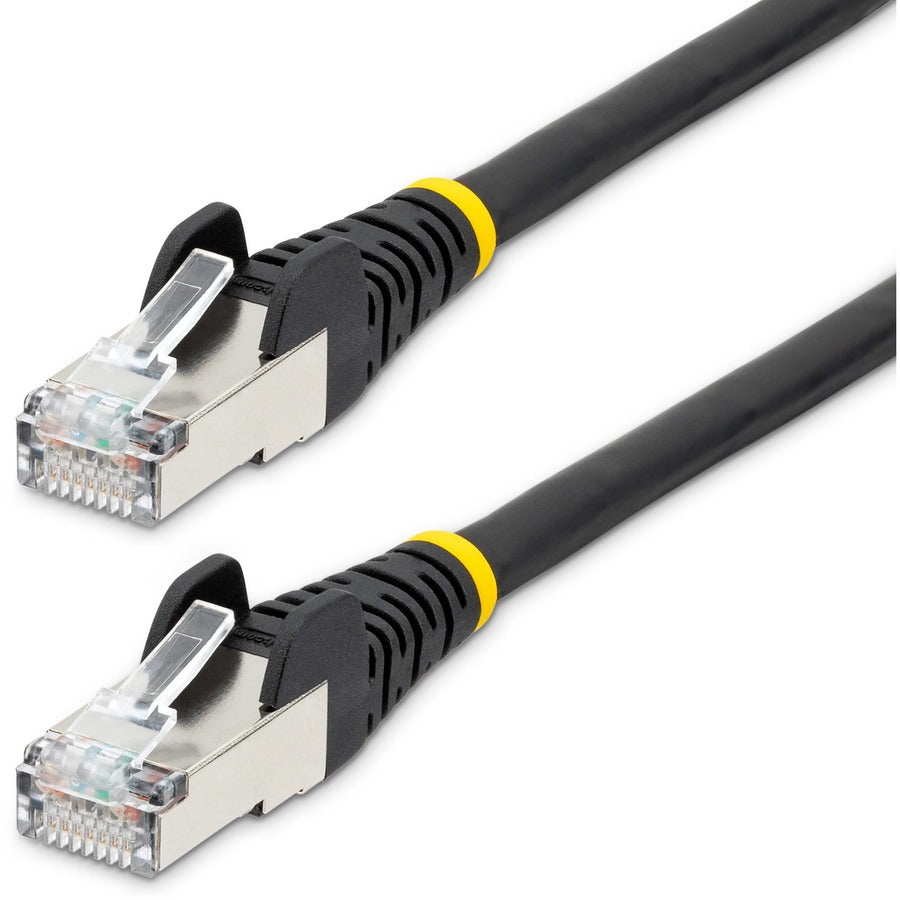 StarTech.com Câble Ethernet CAT6a de 0,9 m, noir, faible fumée, sans halogène (LSZH), 10 GbE 100 W PoE S/FTP, cordon de brassage réseau RJ-45 sans accroc NLBK-3F-CAT6A-PATCH