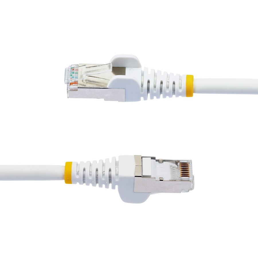 StarTech.com Câble Ethernet CAT6a de 0,9 m, blanc, faible fumée, sans halogène (LSZH) 10 GbE 100 W PoE S/FTP Cordon de brassage réseau RJ-45 sans accroc NLWH-3F-CAT6A-PATCH