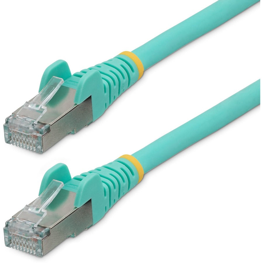 StarTech.com 4ft CAT6a Ethernet Cable, Aqua Low Smoke Zero Halogen (LSZH) 10 GbE 100W PoE S/FTP Snagless RJ-45 Network Patch Cord NLAQ-4F-CAT6A-PATCH