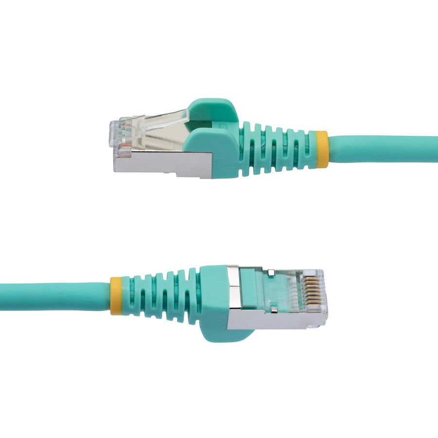 StarTech.com Câble Ethernet CAT6a de 35 pieds, Aqua Low Smoke Zero Halogen (LSZH) 10 GbE 100W PoE S/FTP Cordon de brassage réseau RJ-45 sans accroc NLAQ-35F-CAT6A-PATCH