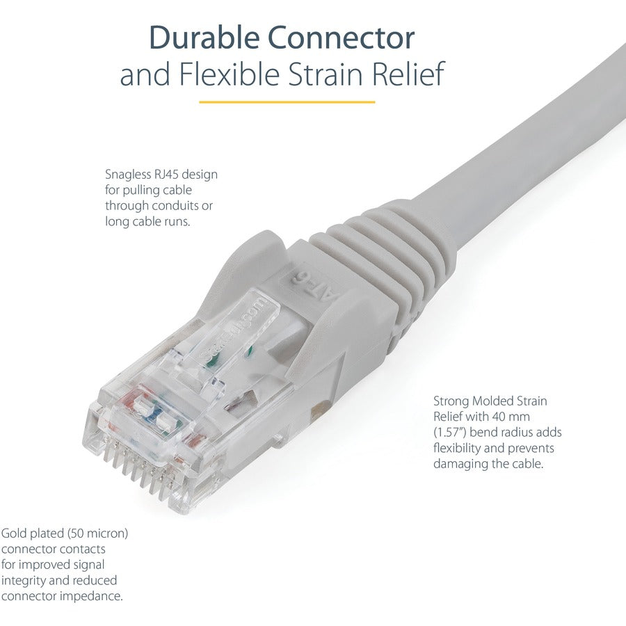 StarTech.com 10ft CAT6 Ethernet Cable - Gray Snagless Gigabit - 100W PoE UTP 650MHz Category 6 Patch Cord UL Certified Wiring/TIA N6PATCH10GR