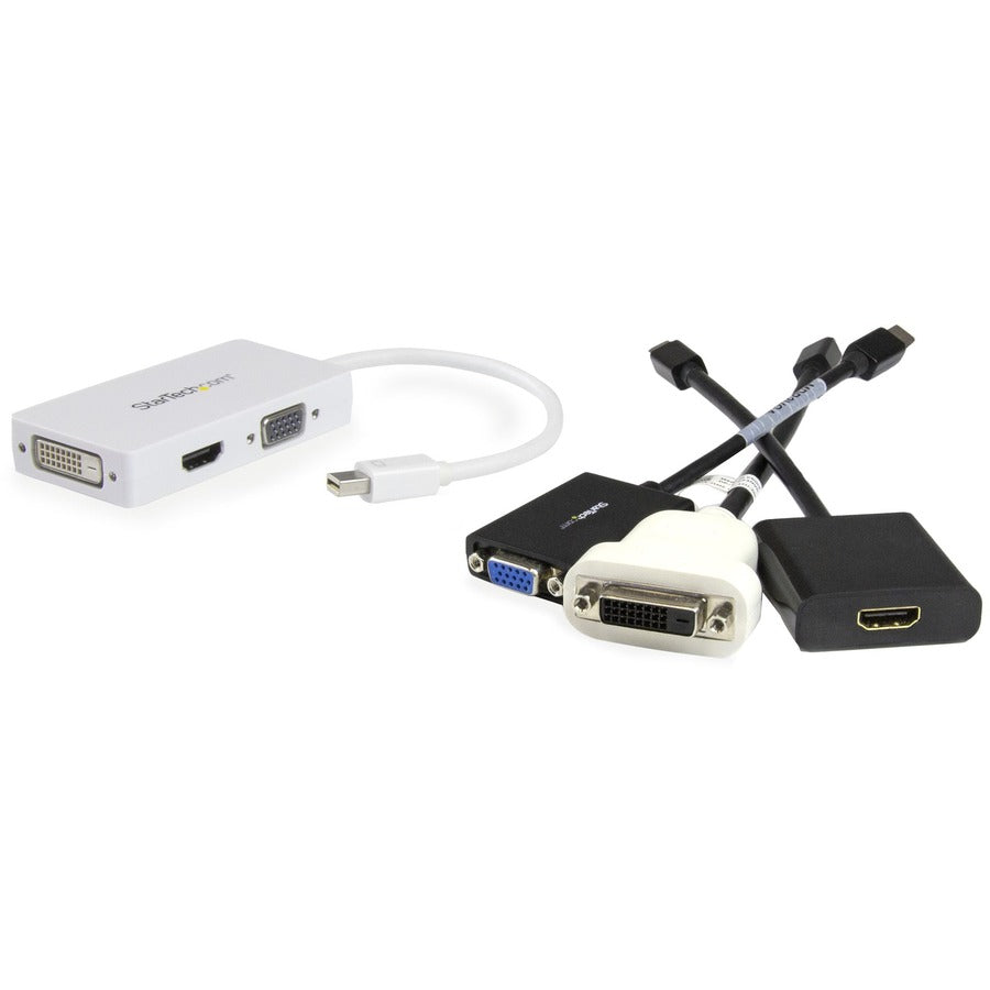 StarTech.com Travel A/V Adapter: 3-in-1 Mini DisplayPort to VGA DVI or HDMI Converter - White MDP2VGDVHDW