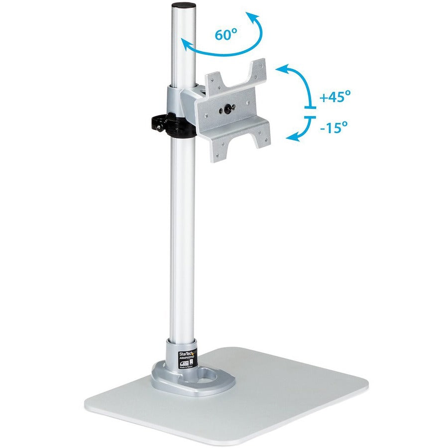 StarTech.com Single Monitor Stand - For up to 34" VESA Mount Monitors - Works with iMac / Apple Cinema Displays - Steel - Silver ARMPIVSTND