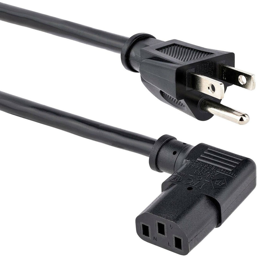 StarTech.com 3ft (1m )Computer Power Cord, NEMA 5-15P to Right Angle C13, 10A 125V, 18AWG, Replacement AC Power Cord, Monitor Power Cable PXT101L3