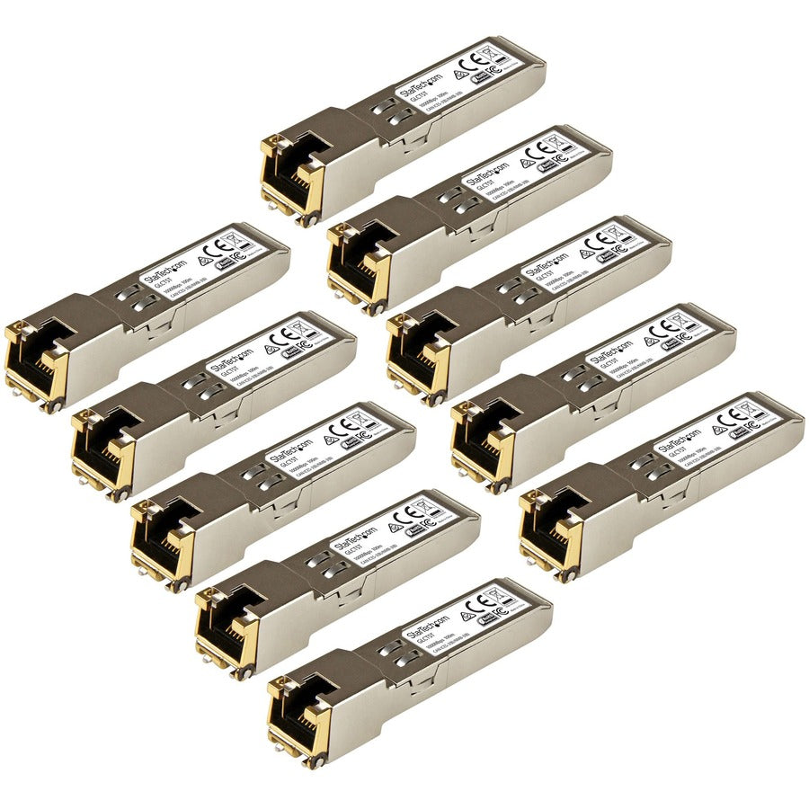 StarTech.com Cisco GLC-T Compatible SFP Module 10 Pack - 1000BASE-T - 1GE Gigabit Ethernet SFP SFP to RJ45 Cat6/Cat5e Transceiver - 100m GLCT10PKST