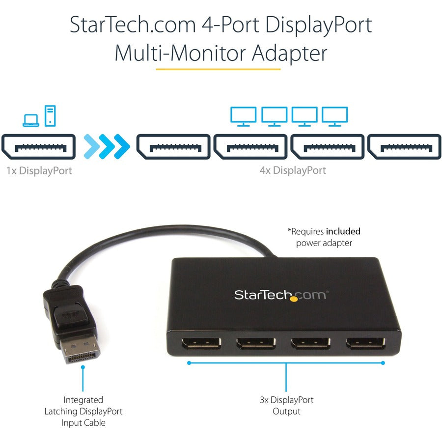 StarTech.com 4-Port Multi Monitor Adapter, DisplayPort 1.2 MST Hub, 4x 1080p, DP Video Splitter for Extended Desktop Mode, Windows Only MSTDP124DP