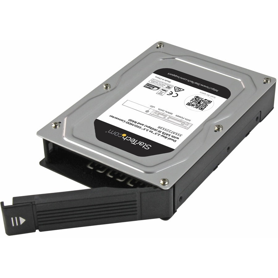 StarTech.com Dual-Bay 2.5in to 3.5in SATA Hard Drive Adapter Enclosure with RAID - Supports SATA III & RAID 0, 1, Spanning, JBOD Aluminum 35SAT225S3R