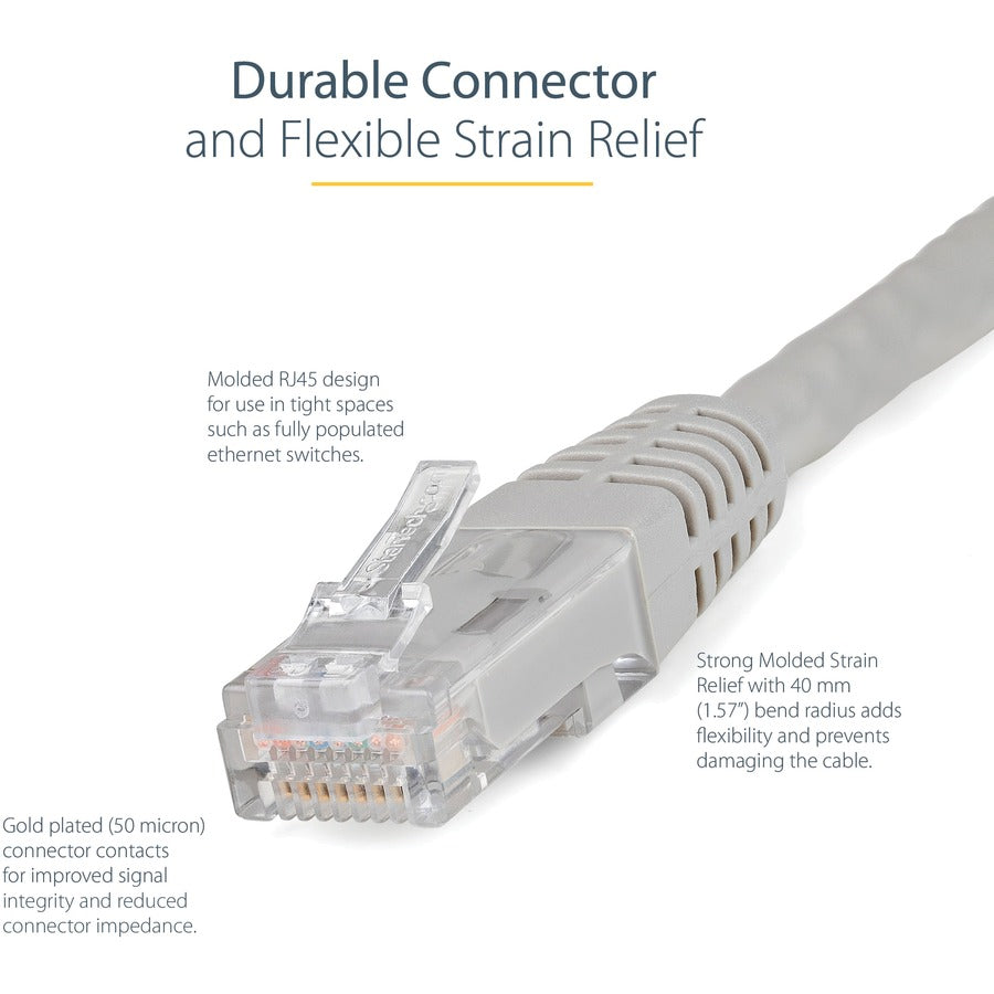 StarTech.com Câble Ethernet CAT6 de 25 pieds - Gigabit moulé gris - 100 W PoE UTP 650 MHz - Cordon de brassage catégorie 6 Câblage certifié UL/TIA C6PATCH25GR