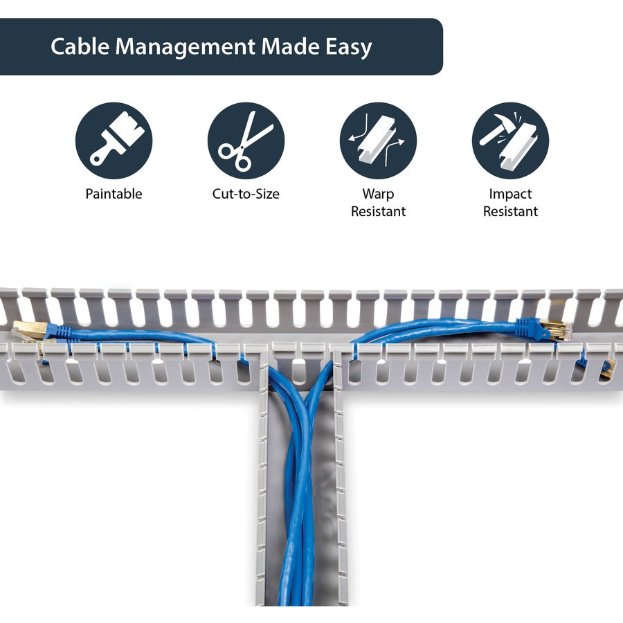 StarTech.com Server Rack Cable Management - 2x2in - Open Slot Network & Data Cable Raceway - Finger Duct Cable Management w/ Cover (AD2X2) AD2X2