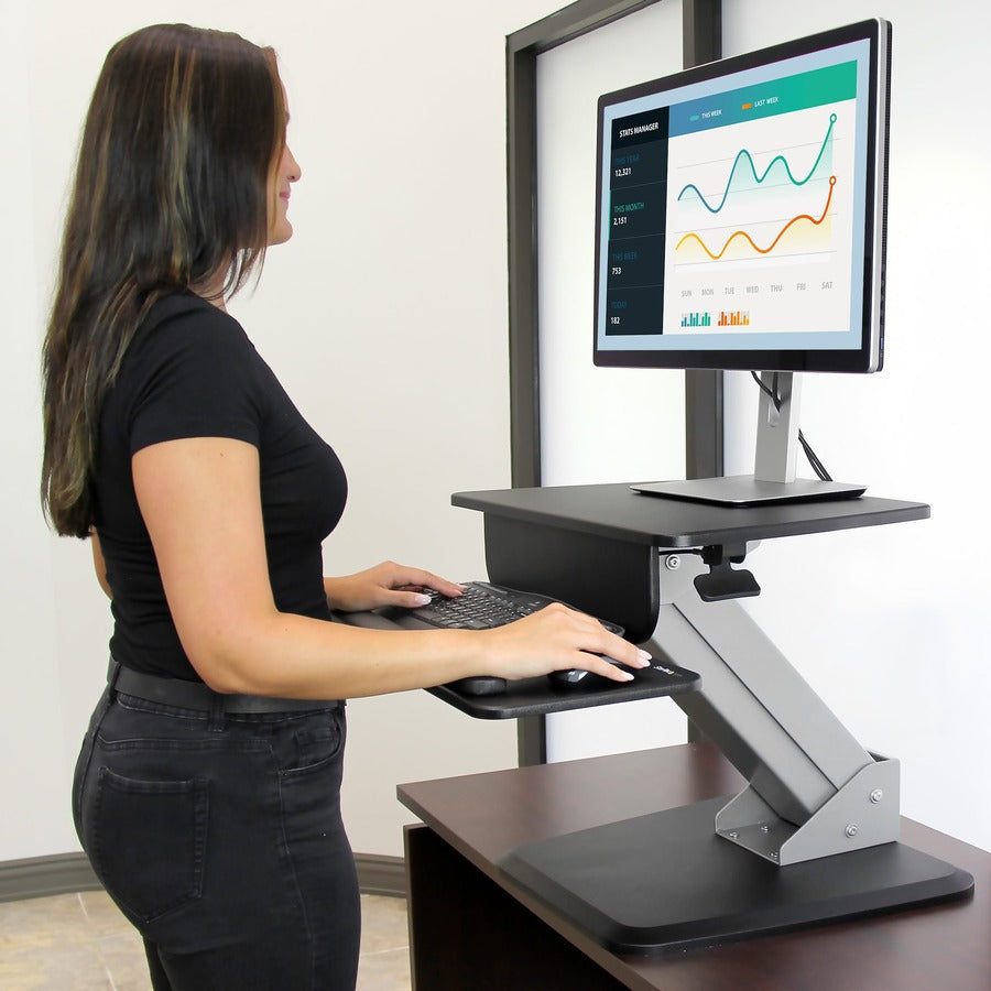 StarTech.com Height Adjustable Standing Desk Converter - Sit Stand Desk with One-finger Adjustment - Ergonomic Desk ARMSTS