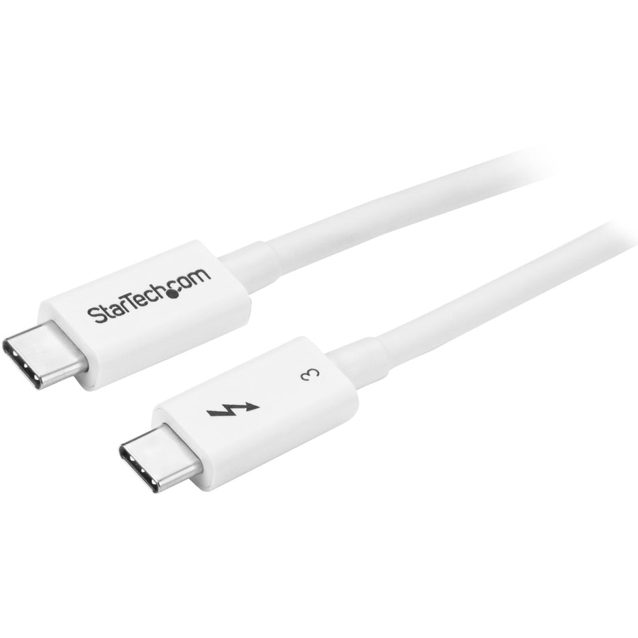 StarTech.com Thunderbolt 3 Cable - 0.5m / 1 ft - White - 4K 60Hz - 40Gbps - Passive - Thunderbolt Cable - USB Type C Charger TBLT34MM50CW