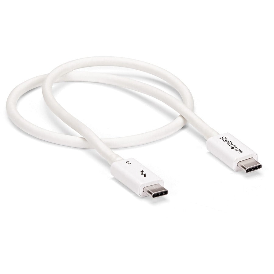 StarTech.com Thunderbolt 3 Cable - 0.5m / 1 ft - White - 4K 60Hz - 40Gbps - Passive - Thunderbolt Cable - USB Type C Charger TBLT34MM50CW