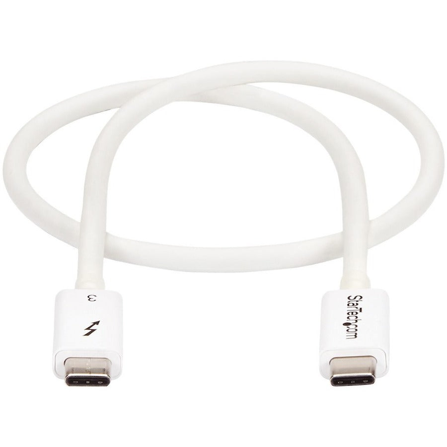 StarTech.com Thunderbolt 3 Cable - 0.5m / 1 ft - White - 4K 60Hz - 40Gbps - Passive - Thunderbolt Cable - USB Type C Charger TBLT34MM50CW