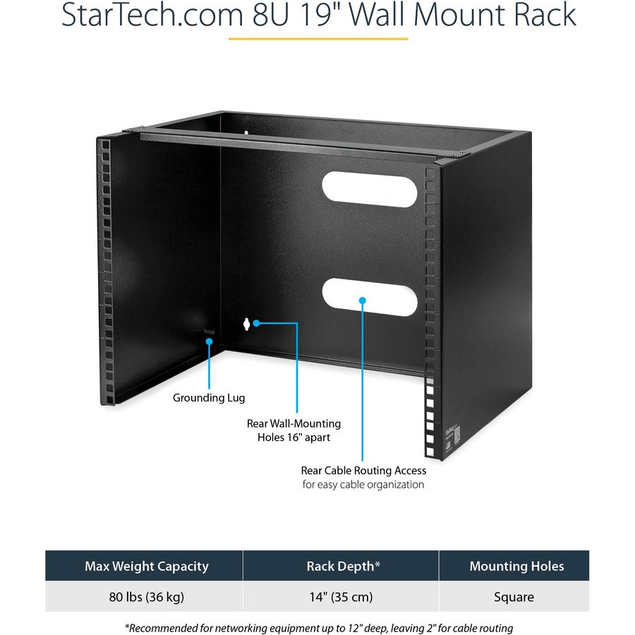 StarTech.com 8U 14in Deep Wallmounting Bracket for Patch Panel - Wallmount Bracket WALLMOUNT8