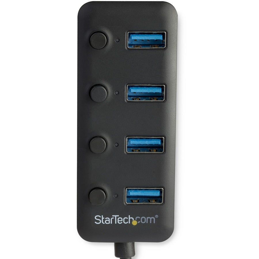 StarTech.com 4 Port USB 3.0 Hub - USB Type-A to 4x USB-A with Individual On/Off Port Switches - SuperSpeed 5Gbps USB 3.1 Gen 1 - Bus Power HB30A4AIB