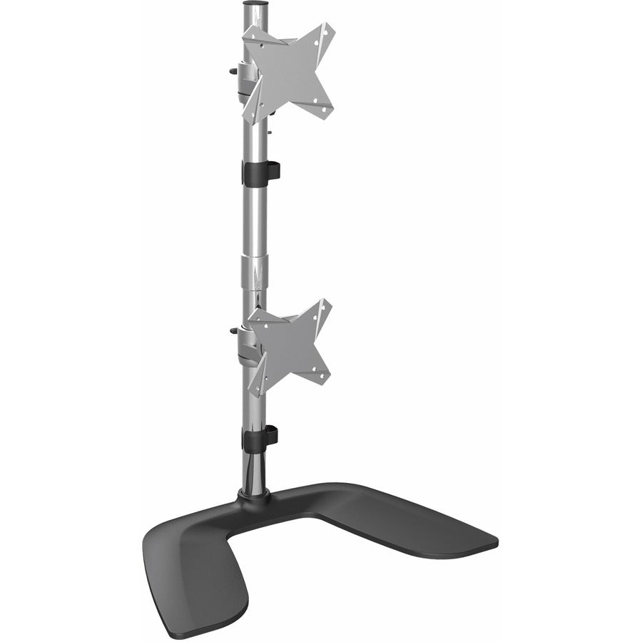 StarTech.com Vertical Dual Monitor Stand - Free Standing Height Adjustable Stacked Desktop Monitor Stand up to 27 inch VESA Mount Displays ARMDUOVS