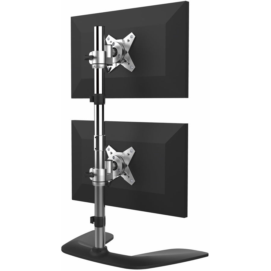 StarTech.com Vertical Dual Monitor Stand - Free Standing Height Adjustable Stacked Desktop Monitor Stand up to 27 inch VESA Mount Displays ARMDUOVS