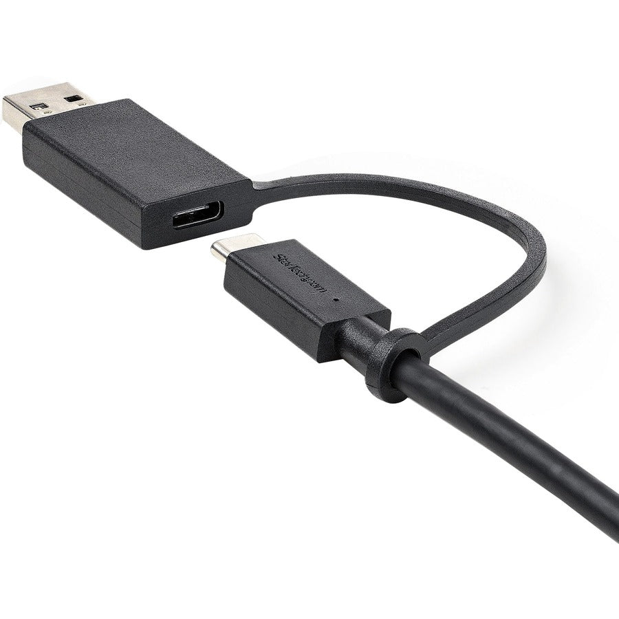 StarTech.com 3ft/1m USB-C Cable with USB-A Adapter Dongle, USB-C to C (10Gbps/PD), USB-A to C (5Gbps), 2-in-1 USB C Cable for Hybrid Dock USBCCADP