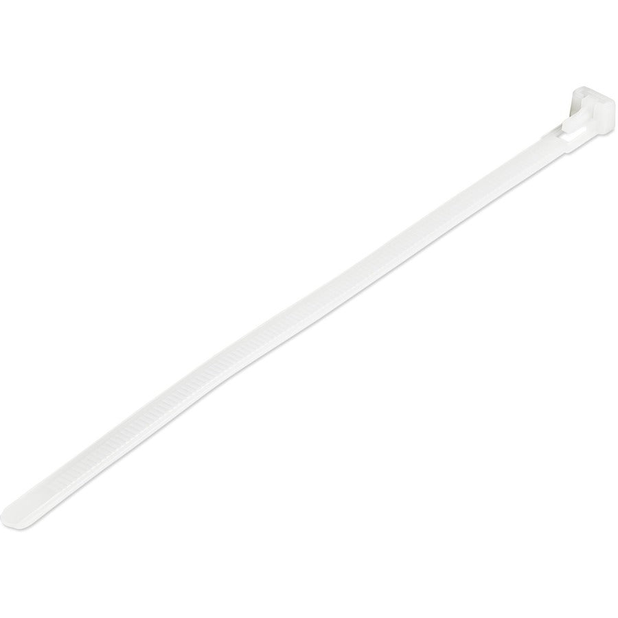 StarTech.com 8"(20cm) Reusable Cable Ties, 1-7/8"(50mm) Dia. 50lb(22Kg) Tensile Strength, Nylon, In/Outdoor, UL Listed, 100 Pack, White CBMZTRB8