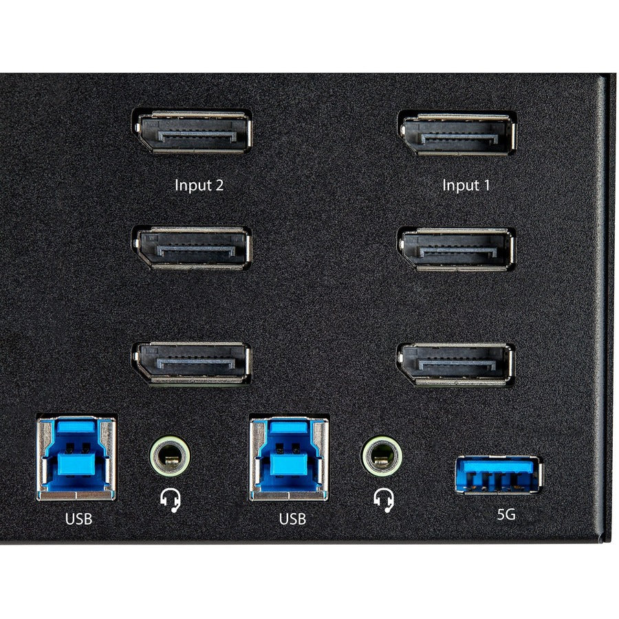 StarTech.com Commutateur KVM DisplayPort 2 ports triple moniteur 4K 60 Hz UHD HDR, commutateur KVM DP 1.2, hub USB 3.0 2 points, 4 ports USB HID, audio, raccourci clavier SV231TDPU34K