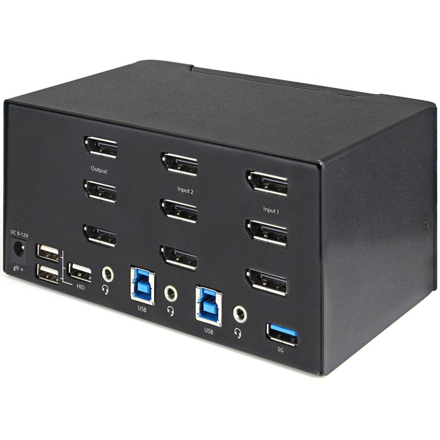 StarTech.com Commutateur KVM DisplayPort 2 ports triple moniteur 4K 60 Hz UHD HDR, commutateur KVM DP 1.2, hub USB 3.0 2 points, 4 ports USB HID, audio, raccourci clavier SV231TDPU34K