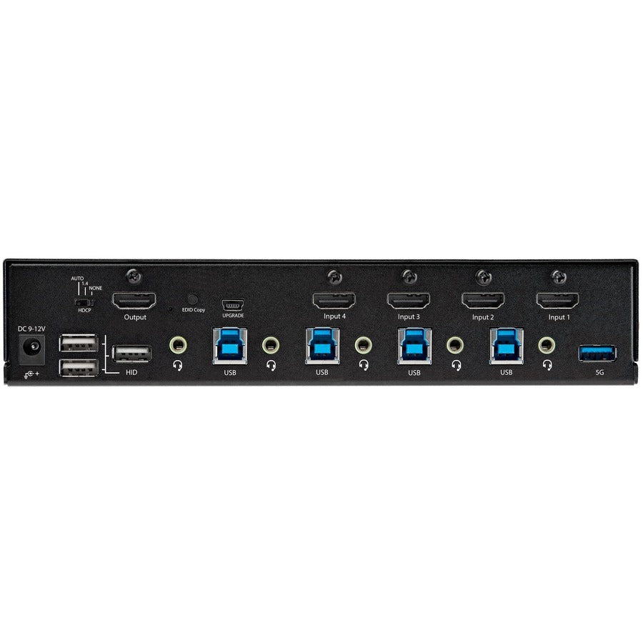 StarTech.com 4 Port HDMI KVM Switch 4K 60Hz UHD HDR, HDMI 2.0 Single Monitor, 2 Port USB 3.0 Hub, 4x USB HID, Audio, Hotkey Switching, TAA SV431HU34K6