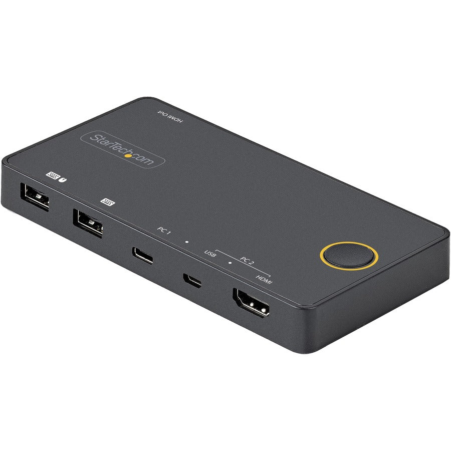 StarTech.com Commutateur KVM hybride USB-A + HDMI et USB-C 2 ports, moniteur HDMI 2.0 4K 60 Hz unique, commutateur KVM HDMI compact pour ordinateur de bureau et/ou ordinateur portable SV221HUC4K