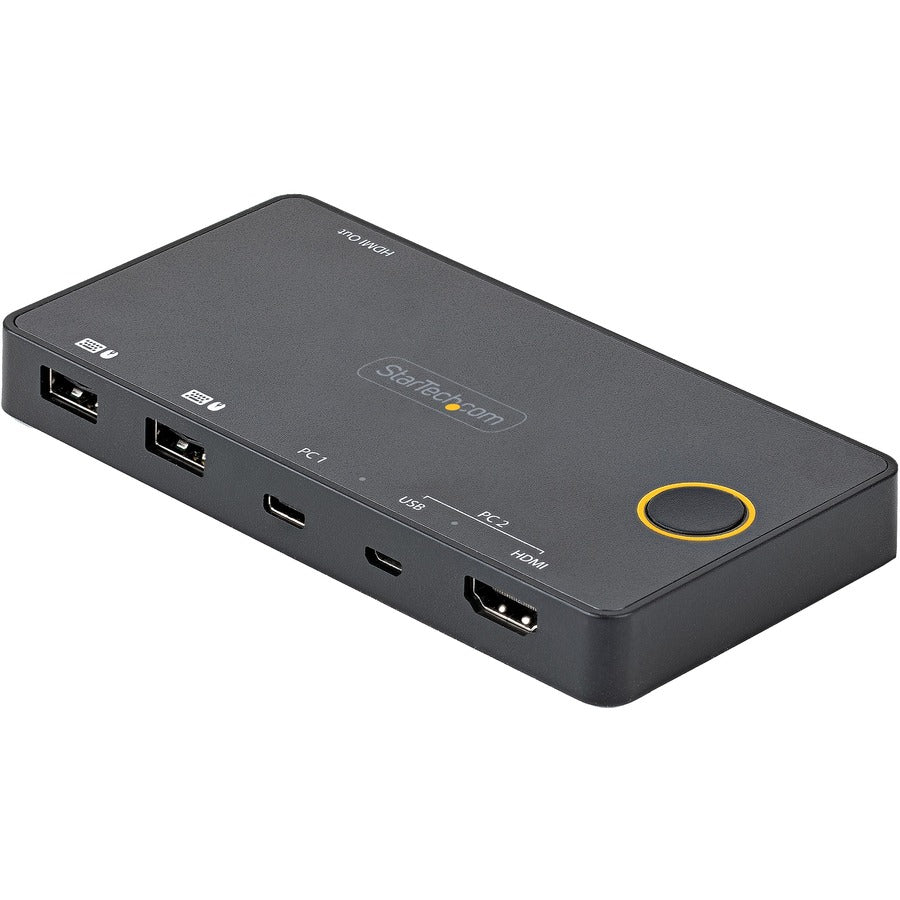 StarTech.com Commutateur KVM hybride USB-A + HDMI et USB-C 2 ports, moniteur HDMI 2.0 4K 60 Hz unique, commutateur KVM HDMI compact pour ordinateur de bureau et/ou ordinateur portable SV221HUC4K