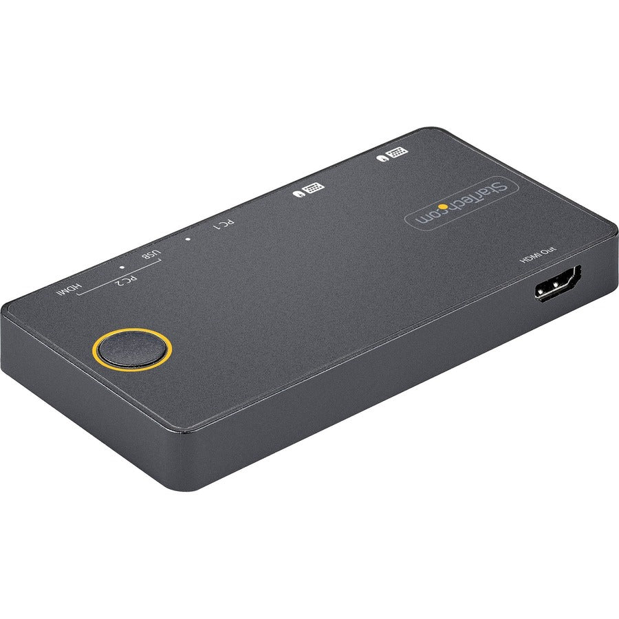 StarTech.com Commutateur KVM hybride USB-A + HDMI et USB-C 2 ports, moniteur HDMI 2.0 4K 60 Hz unique, commutateur KVM HDMI compact pour ordinateur de bureau et/ou ordinateur portable SV221HUC4K