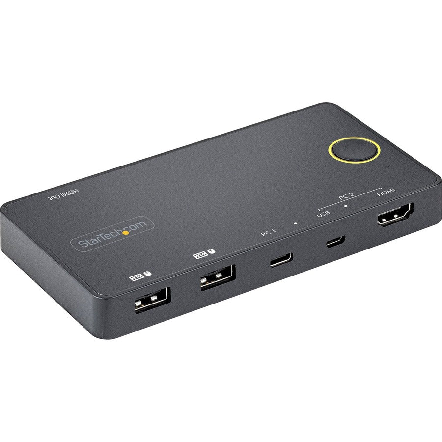 StarTech.com Commutateur KVM hybride USB-A + HDMI et USB-C 2 ports, moniteur HDMI 2.0 4K 60 Hz unique, commutateur KVM HDMI compact pour ordinateur de bureau et/ou ordinateur portable SV221HUC4K