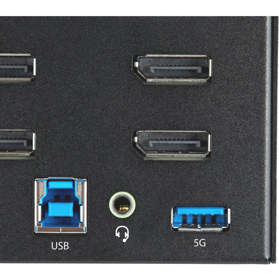 StarTech.com Commutateur KVM DisplayPort 2 ports pour quatre moniteurs 4K 60 Hz UHD HDR, commutateur KVM DP 1.2, hub USB 3.0 2 ports, 4 ports USB HID, audio, raccourci clavier SV231QDPU34K