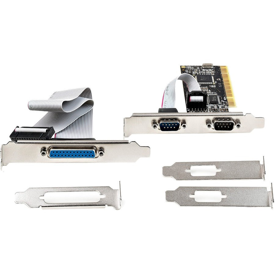 StarTech.com Carte combo parallèle série PCI avec deux ports série RS232 (DB9) et 1 port parallèle (DB25), carte d'extension adaptateur PCI PCI2S1P2