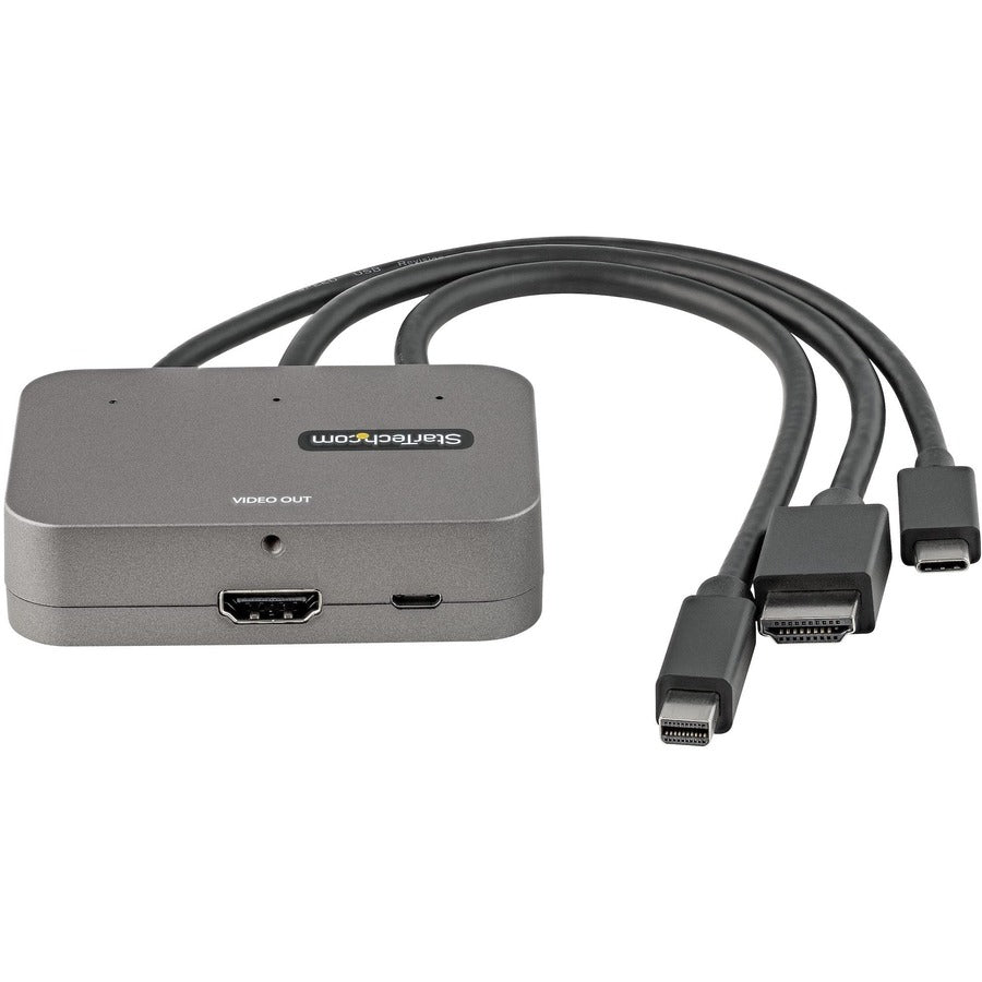 StarTech.com Adaptateur multiport vers HDMI 3 en 1, convertisseur vidéo 4K 60 Hz USB-C, HDMI ou Mini DP vers HDMI, adaptateur AV numérique pour salle de conférence CDPHDMDP2HD