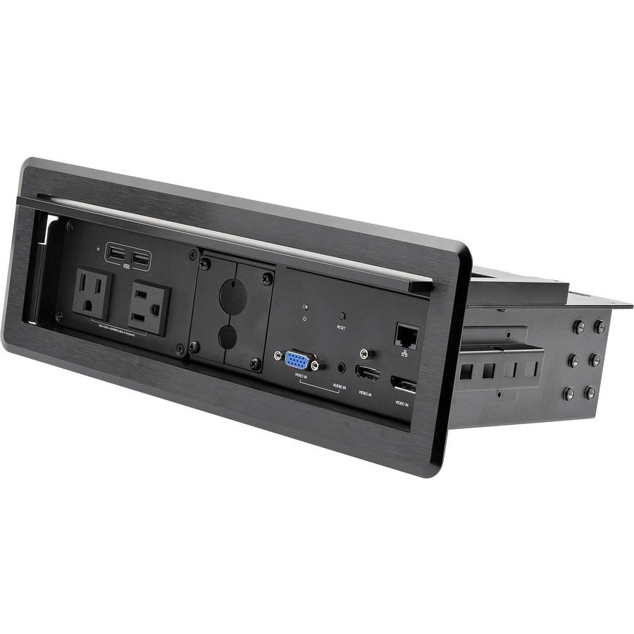StarTech.com Conference Table Box for AV Connectivity & Charging, 4K HDMI/DP or VGA, GbE, Audio, Power Center w/ 2x USB & 2x UL AC Outlets KITBXAVHDPNA