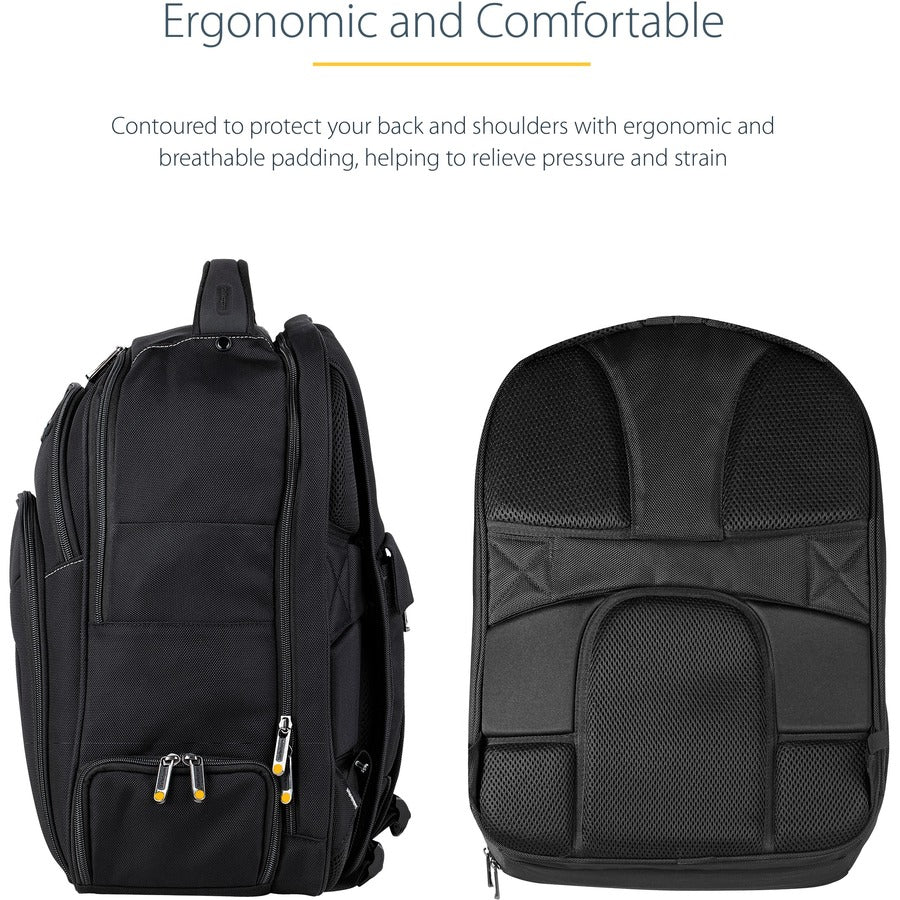 StarTech.com Sac à dos pour ordinateur portable 17,3", étui pour accessoires amovible, sac à dos de voyage d'affaires, sac de déplacement ergonomique, poches pour ordinateur portable et tablette NTBKBAG173