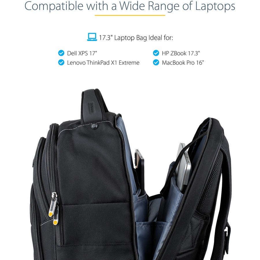 StarTech.com 17.3" Laptop Backpack, Removable Accessory Case, Business Travel Backpack, Ergonomic Commuter Bag, Notebook & Tablet Pockets NTBKBAG173