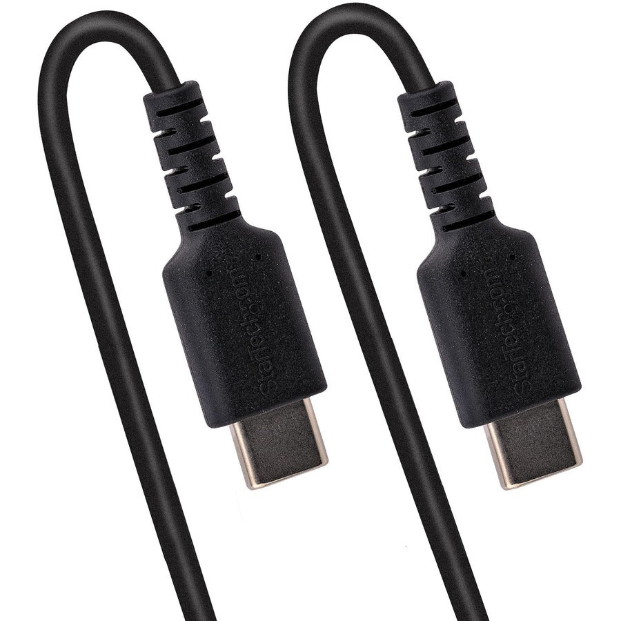 StarTech.com Câble de chargement USB C de 50 cm, câble USB-C enroulé très résistant pour charge et synchronisation rapides, câble USB 2.0 Type-C de haute qualité, noir R2CCC-50C-USB-CABLE